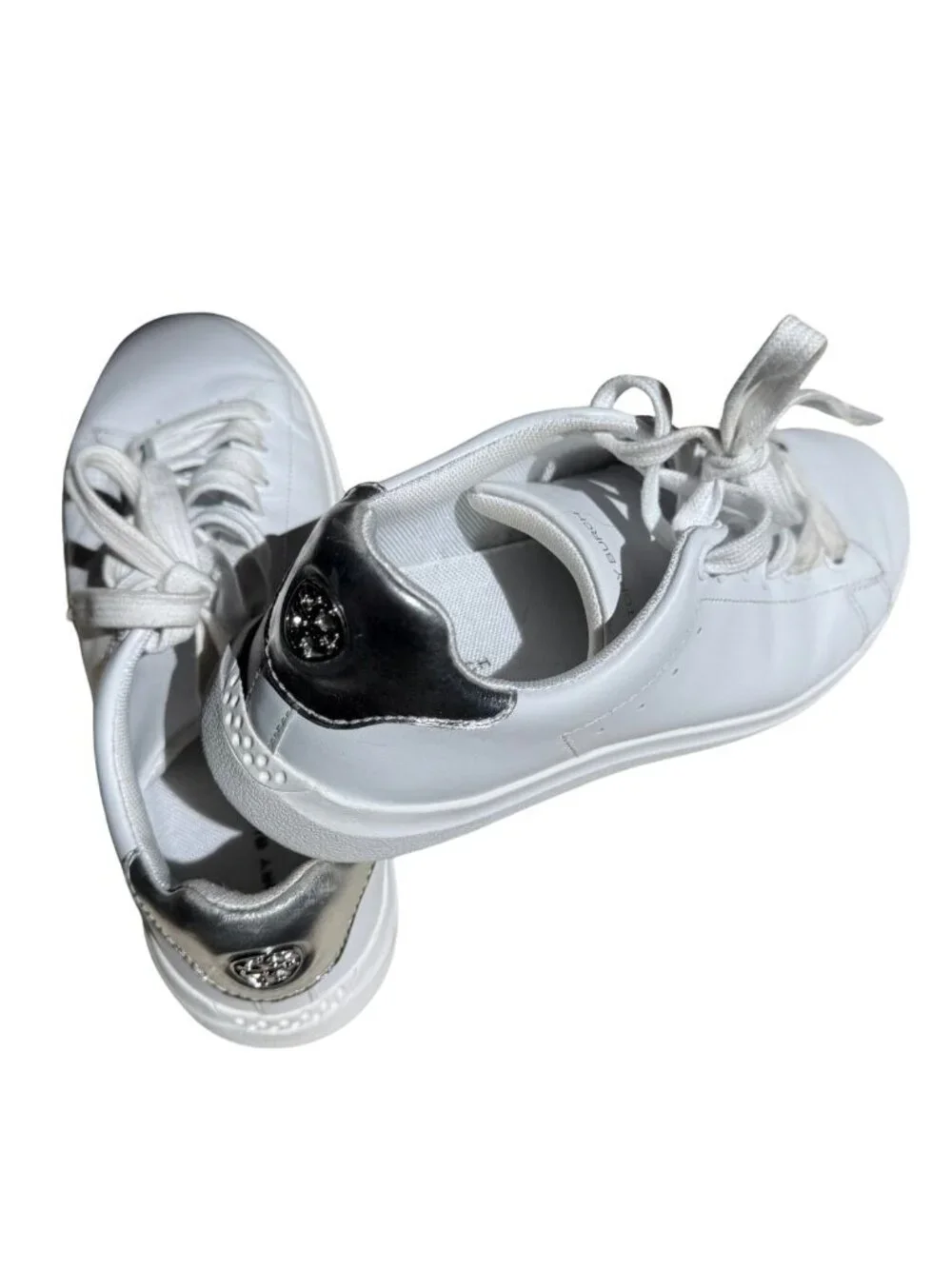 Tory Burch Howell Court White Silver Leather Sneakers Women’s 6.5M